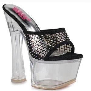 Golden Bulls Elegant Black and Clear Platform Heels